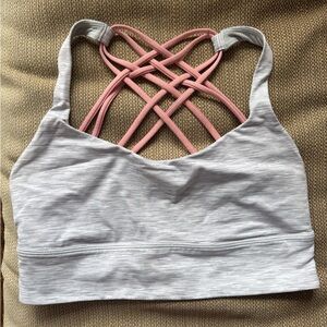 Lululemon Light Gray & Pink Strappy Sports Bra - Women